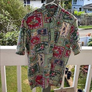 Reyn Spooner Hawaiian Mele Kalikimaka Ltd. Reverse Print Shirt Limited Addition